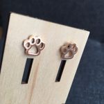 Paw Print Cut Out Stainless Steel Fashion Stud Earrings, ROSE GOLD Pink Photo 11
