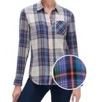 Gap  Soft Twill Green &‎ Purple White Check Lavender Plaid Flannel Top S Photo 1
