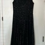 Jovani  Evening Black Sequin Sleeveless A Line Midi Dress 12 Photo 4