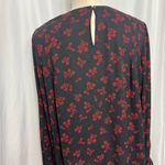 Loft  Petite Garden Ruffle Cuff Black Red Floral Long Sleeve Top Large NWOT Photo 6