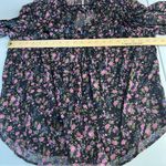 Free People Meant To Be Black Floral Print Full Mutton Sleeve Peasant Blouse M Photo 12