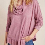 Maeve by Anthropologie Addie Ruffle Hacci Pullover Sweater Mauve Size Small Pink Photo 0