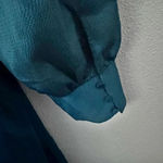 EXPRESS  | Satin Ruffle Hi-Lo Maxi Dress Sleeve Faux Wrap Jewel Dark Teal | XL Photo 7