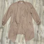 Eliane Rose  Open Blazer Jacket Tencel Beige Pink Roll Tab 3/4 Sleeve Size L Photo 0