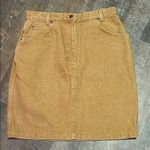 Vintage Lands End Women’s Stonewash Denim Skirt S 12 High Waisted Fall Mustard Gold Photo 0