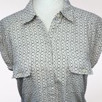 EXPRESS Mini Shirt Dress Gray White Microprint Collared Button Belted Small Photo 1