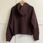Everlane Cropped Luxe Fleece Hoodie in Dark Chocolate, Size Large Photo 8