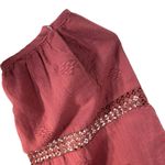 American Eagle  Medium Top Semi-Sheer Crochet Keyhole Tassels Smocked Neck Cotton Photo 6