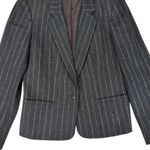Vintage Gentry‎ Navy Blue Pinstripe Wool Blend Blazer Jacket 1 Button Women 8 Photo 3