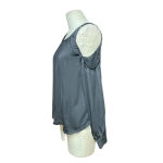 L'Academie  Black Cold Shoulder Satin‎ Long Sleeve Top Size XS Photo 4