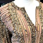 Alexandra Rosati 3D Animal Print Fabric Striped Graphic Zip Up Jacket (10) EUC Brown Photo 1