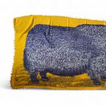 100% Wool Inouïtoosh “Walter” Wool Scarf – Navy & Mustard Buffalo Design Yellow Photo 3