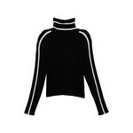 Milly Racer-Stripe Knit Turtleneck Sweater Top in Black Medium Womens Photo 9