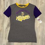 NFL NWT  Minnesota Vikings Gray Colorblock Crew Neck Short SleeveT-Shirt Size M Photo 0
