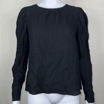 MNG‎ Long Sleeve Gauze Keyhole Back Blouse Black Size 4 Photo 0