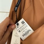 ZARA  New With Tag Women's V-Neck Thin Straps Long Satin Dress Brown Size Medium Photo 13