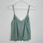 Lush Clothing LUSH Sage Green Lace Trim Pleated Cami Tank Top Women's Small Lettuce Hem Y2K Photo 8
