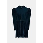 ZARA  Green Velvet Puff Shoulder Dress - S Photo 1