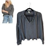 Free People We the Free Rush Hour Grey Peasant Blouse Size Small Photo 1