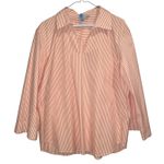 Lafayette 148 Cotton Striped Pullover Blouse Orange Sherbet/White Stripe Size M Size M Photo 0