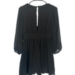 ZARA Black Long Sheer Sleeve Dotted Key Hole Back Belted Short Romper Women Sz S Photo 1