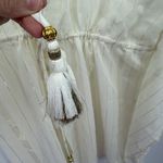 Club Z Collection Ivory Gold Metallic Stripe Swim Coverup Boho Tassel Size 2X Photo 5