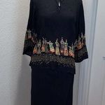 Citron Japanese Style Skirt Set Black EUC Sz L/XL Silk Asian Inspo Tunic Size L Photo 0