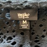 Black Solid Top Semisheer Open Weave Womens Medium Pullover Short Sleeve Photo 8