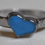 Source Unknown NWOT "Bestie" Sky Blue Enamel Heart Silver Tone Metal Alloy Size 9 Y2K Ring Photo 0