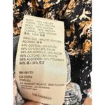 Free People Floral Mini Dress Lace Trim Puff Sleeve Tie Back Black Gold 4 Photo 4