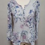 Style & Co . Gray Paisley Peplum Henley Shirt Size SP Photo 1
