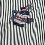 Bobbie & Brooks Bobbie Brooks striped tea party embroidered beaded button top L casual whimsical Photo 2