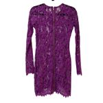 For Love & Lemons  Fuchsia Purple Lace Dress Womens S Sheer Bodycon Long Sleeve Photo 2