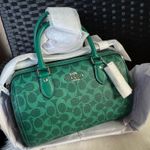 Coach NWT Medium Rowan Satchel Bag In Signature Canvas CV961 Bright Jade Photo 0