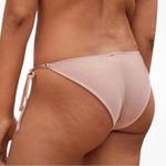 Aerie NEW Ribbed Cheekier Plus String Bikini Bottom metallic Taupe Size XXL Photo 3