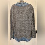Vocal  Women’s Mixed Media Chambray Knit Long Sleeve Pullover Hoodie Size L Photo 1
