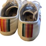 Boden 1991 White Lace Up Sneaker Size 10 Rainbow Print Colorful Canvas Fall Photo 3