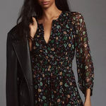 Anthropologie The Long Sleeve Somerset Romper Black Printed Size S. NEW Photo 0