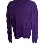 Ralph Lauren LRL  Jeans Womens Sz L Purple Cable Knit Pullover Rollneck Sweater Photo 0