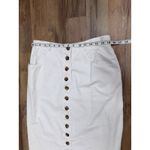 Harvé Benard White Button Front Midi Skirt Cotton Twill High Waist Photo 6