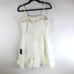 Lulus  Dress Soiree Bound Ivory Floral Jacquard Ruffled Mini Dress Crochet Trim M Photo 1