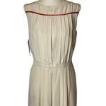 Max Mara Falesia Cream And Red Trim Silk Pleated Hi Lo Hem Tunic Blouse Size 6 Photo 0
