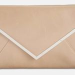 INC International Concepts Beige Faux Leather Chain Strap Clutch Purse Photo 0