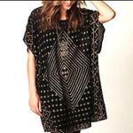 Free People  Black and Gold Geometric Blouse Photo 4