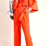 Orange Anthropologie Amadi wrap Jumpsuit casual boho fall classic bow $120 Size M Photo 0