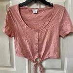 Cooperative Coopertive pink short sleeved cropped tie front top Photo 7