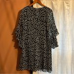 Calvin Klein Ruffle Sleeve Polka Dots Mini Dress Cream Blue White NWT Size 10 Photo 5