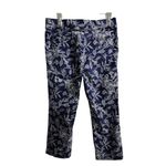 Rafaella Comfort Navy Blue Floral Print Ankle Pants Stretch 12 Photo 1