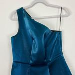 ASOS One Shoulder Teal Metallic Fit & Flare Mini Dress Size 8 Photo 2