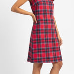 Vineyard Vines Nantucket Tartan Plaid Red Velvet Shift Dress Photo 0